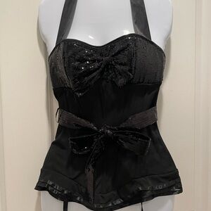 Black Sequin Corset with garters. Adore me. Never worn.